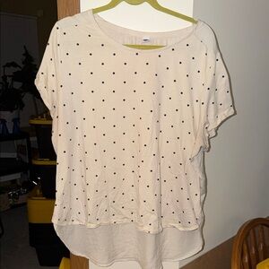 Cream and Black Polka Dot Women's Top